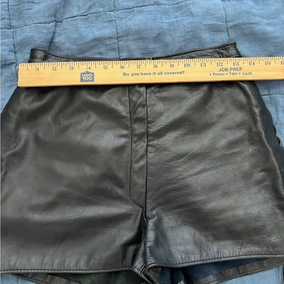 Vintage Whitaker USA 100% Leather Side Lace up Biker-Festival Shorts Size 7/8