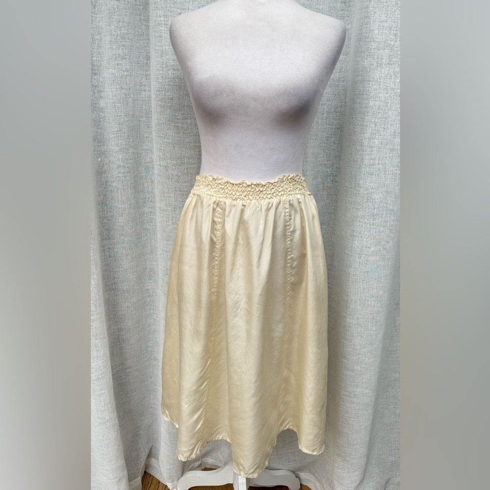 Hana Sung vintage ivory midi silk skirt elastic waist