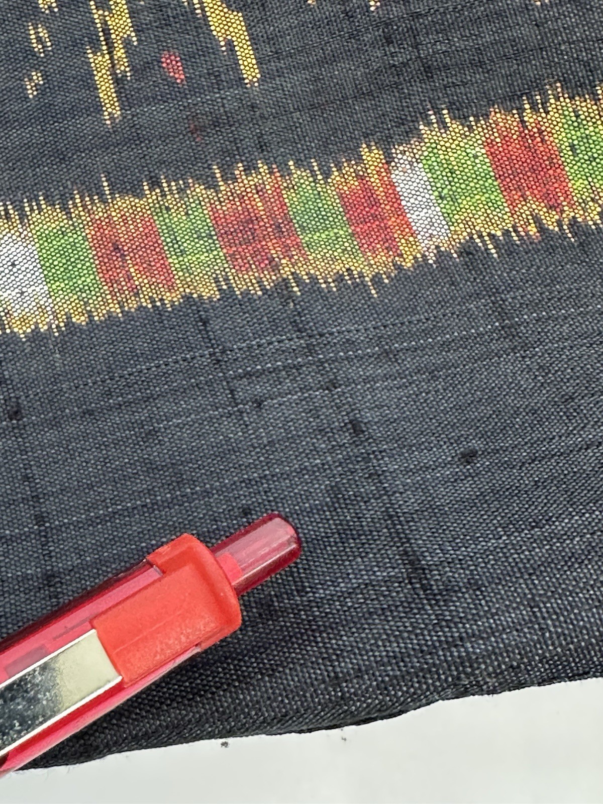 VTG Thai Womans 1990s Handwoven Black Ikat Silk Jacket Boho Thailand M READ