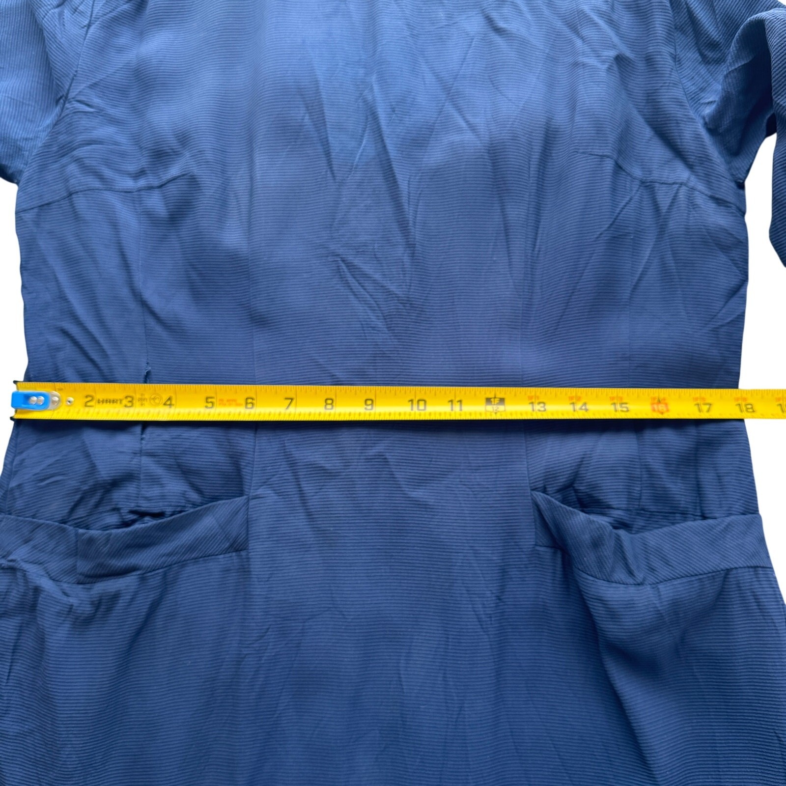 Vintage 1970s Navy Ribbed Shift Dress L XL Pinup Mod Secretary Project As Is