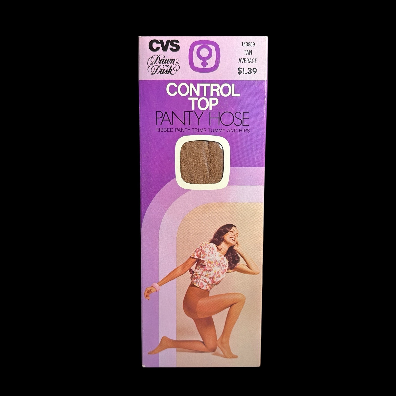 Vintage CVS Dawn to Dusk Control Top Pantyhose Tan Size Average Sheer Hosiery