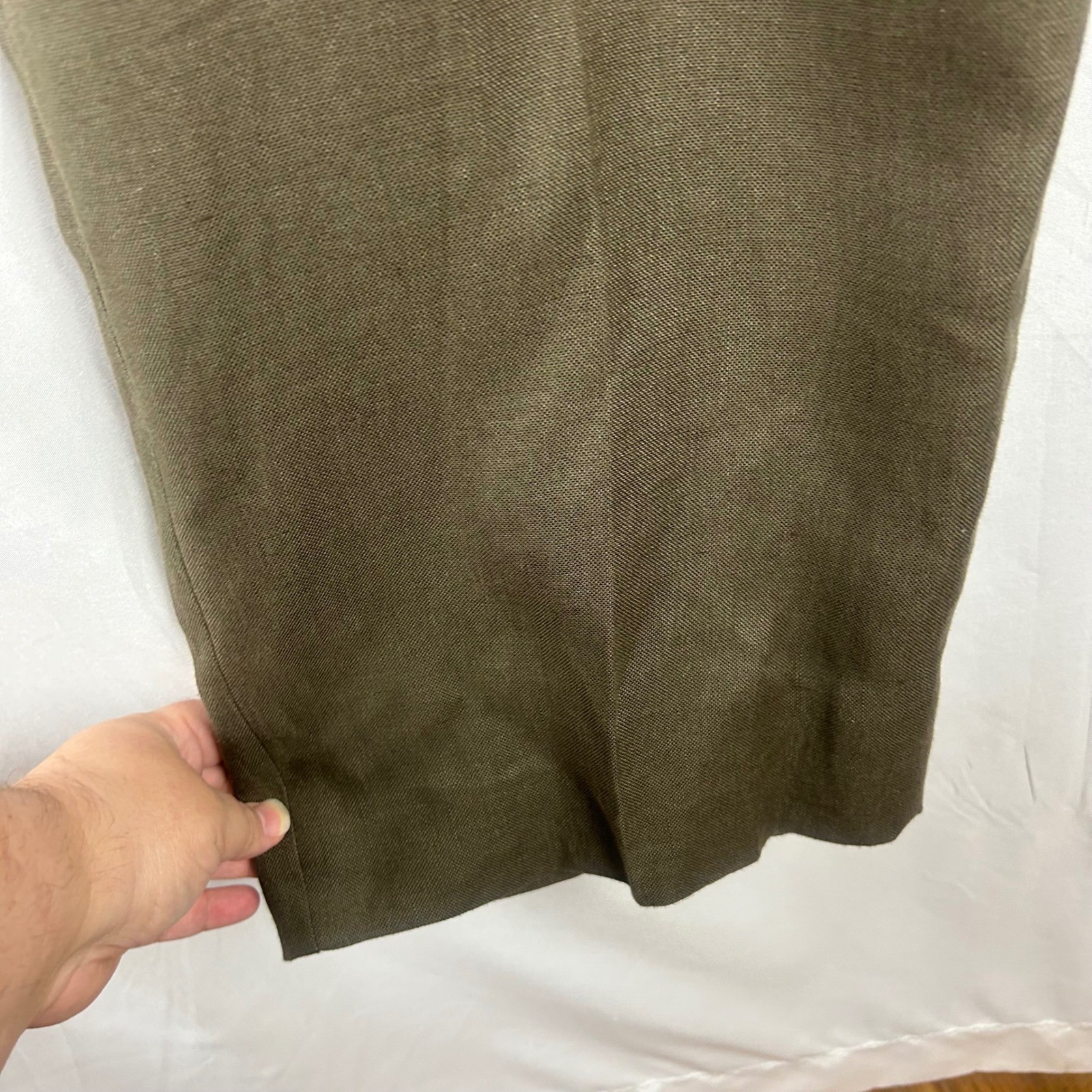 Talbots Vintage 90s Irish Linen Trousers Olive Green Pleated Pants 12 Petite