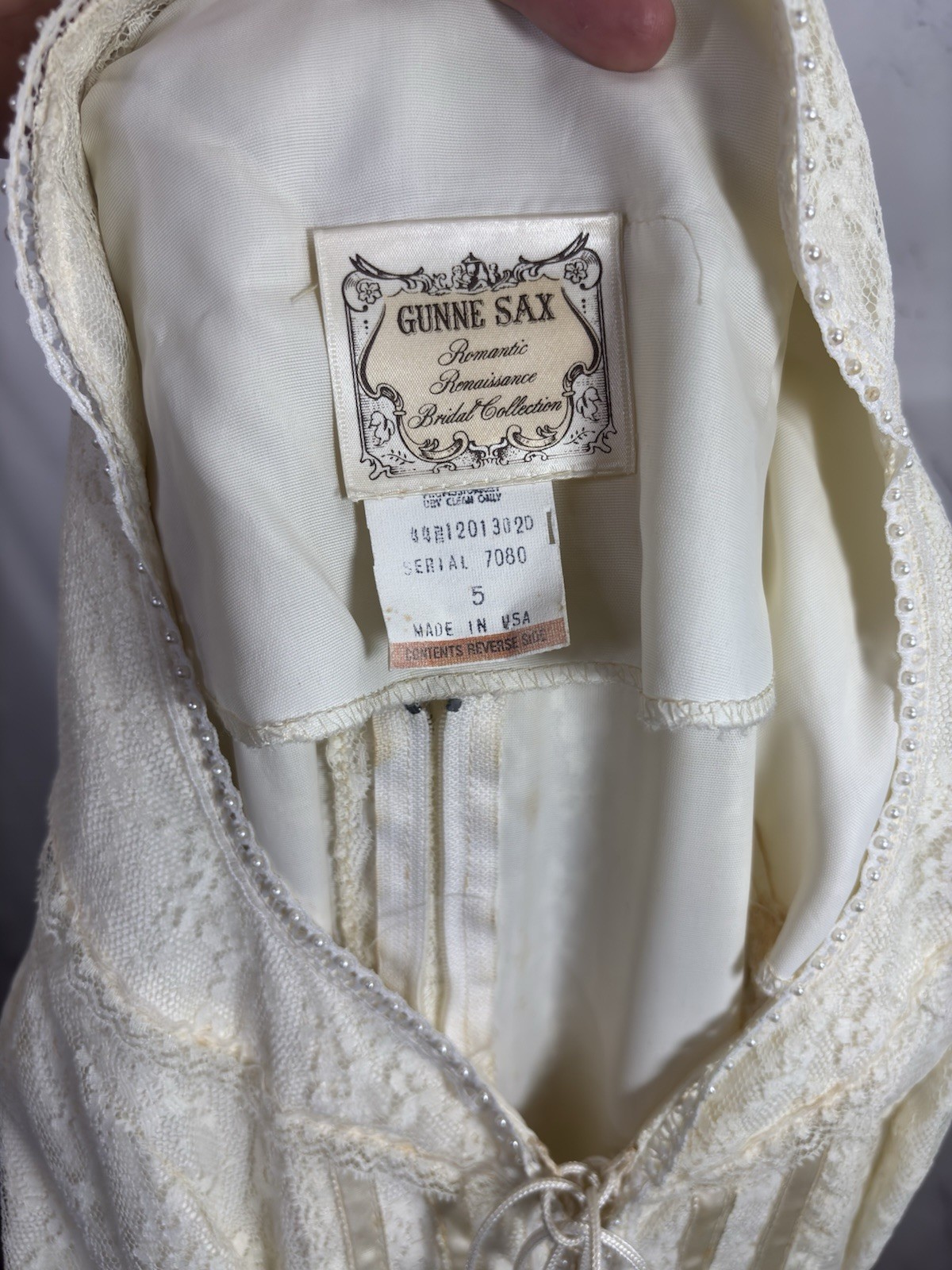 Vintage 70s Gunne Sax Romantic Renaissance Dress Bridal Maxi Cream Lace 5 Bride