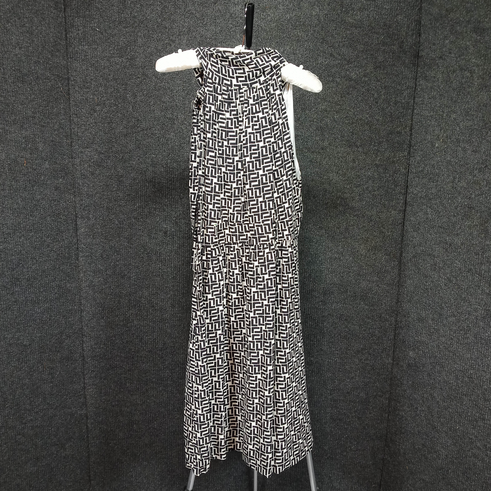 1960s Vintage Black White Abstract Print Silk Dress by Shoshanna