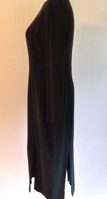 Vintage Dana Buchman Black Silk L.S. „Car Wash” Hem Dress,Size 8, CA. 1980’s, A+
