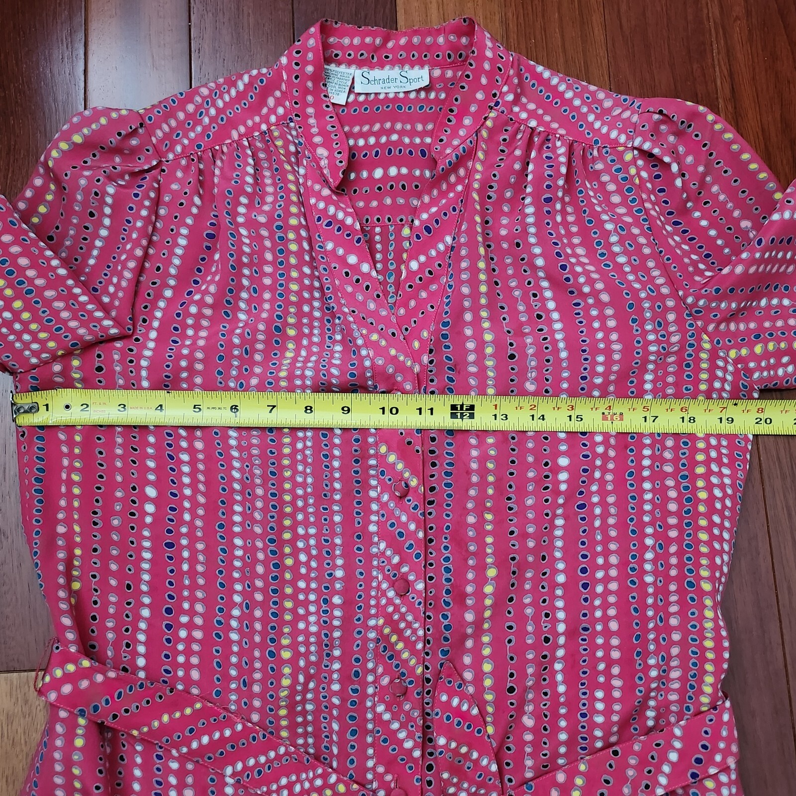 Vintage Schrader Sport New York 100% Polyester Belt Dress 10 Made in Korea
