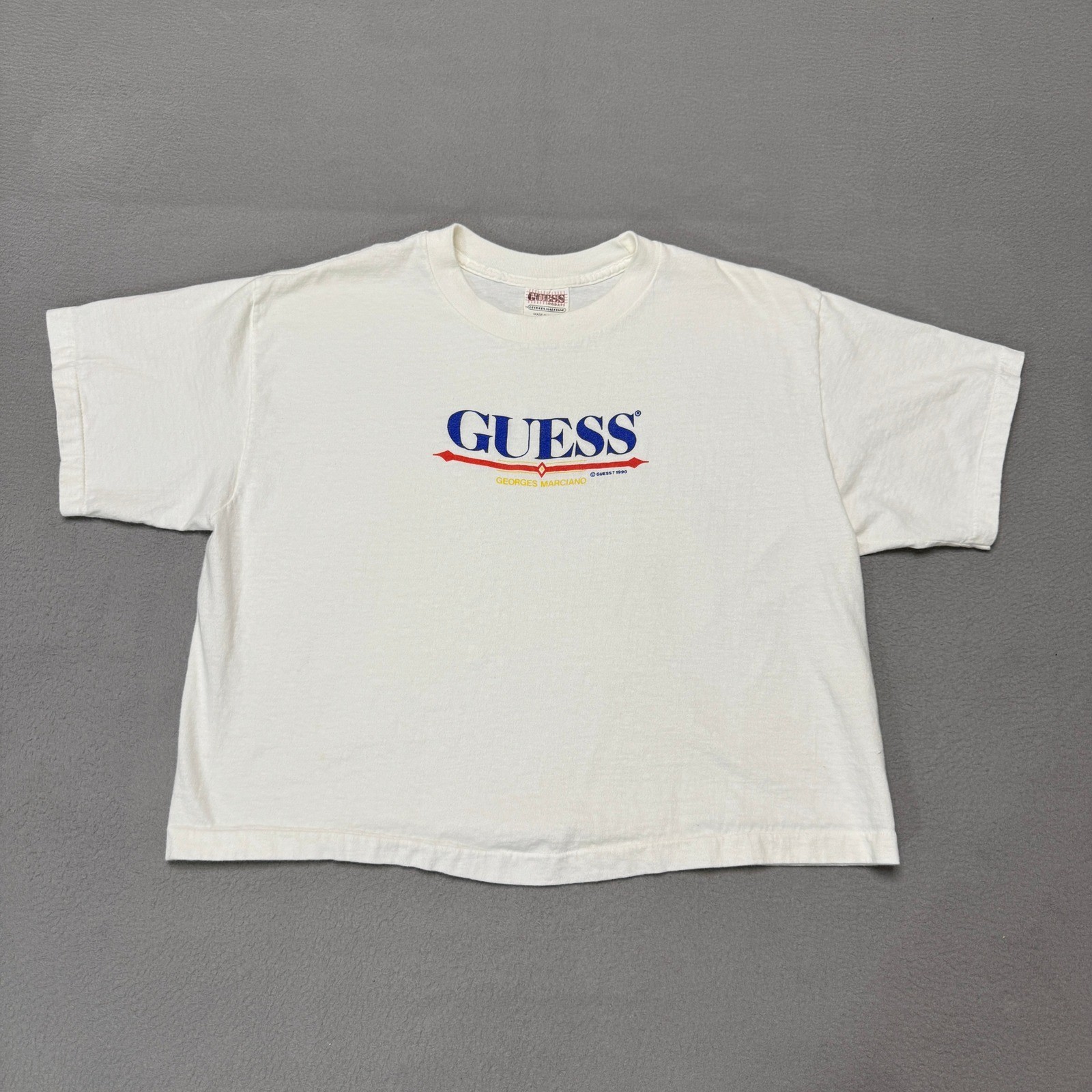 Guess T Shirt Women OS White Vintage 90s Georges Marciano Boxy Single Stitch Tee
