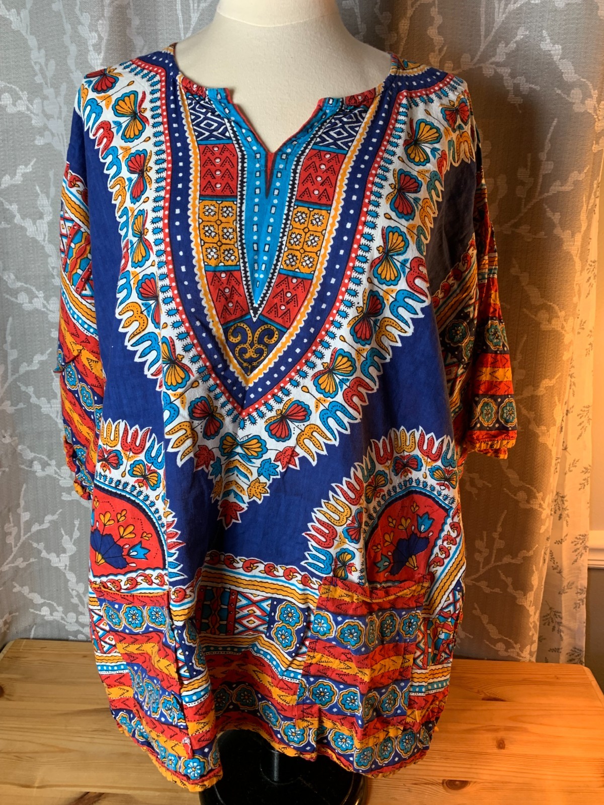 Vtg 90s Funky People Boho Chic Dashiki Top Blouse Shirt XXL 70s Retro Hippie