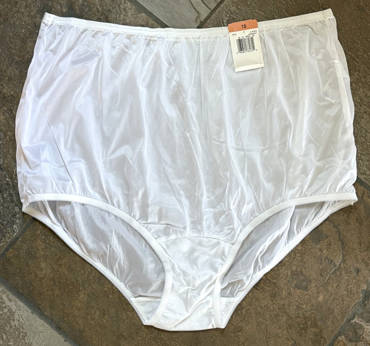 Vanity Fair 10/3XL Pure White SATIN Full Nylon Brief Panties #15812 Vintage NWT