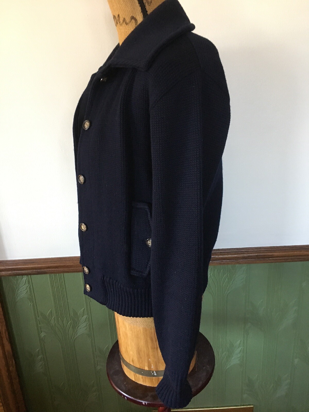 Vtg. Blue Marshall Field’s Country Shop Wool Sweater Jacket Removable Lining M