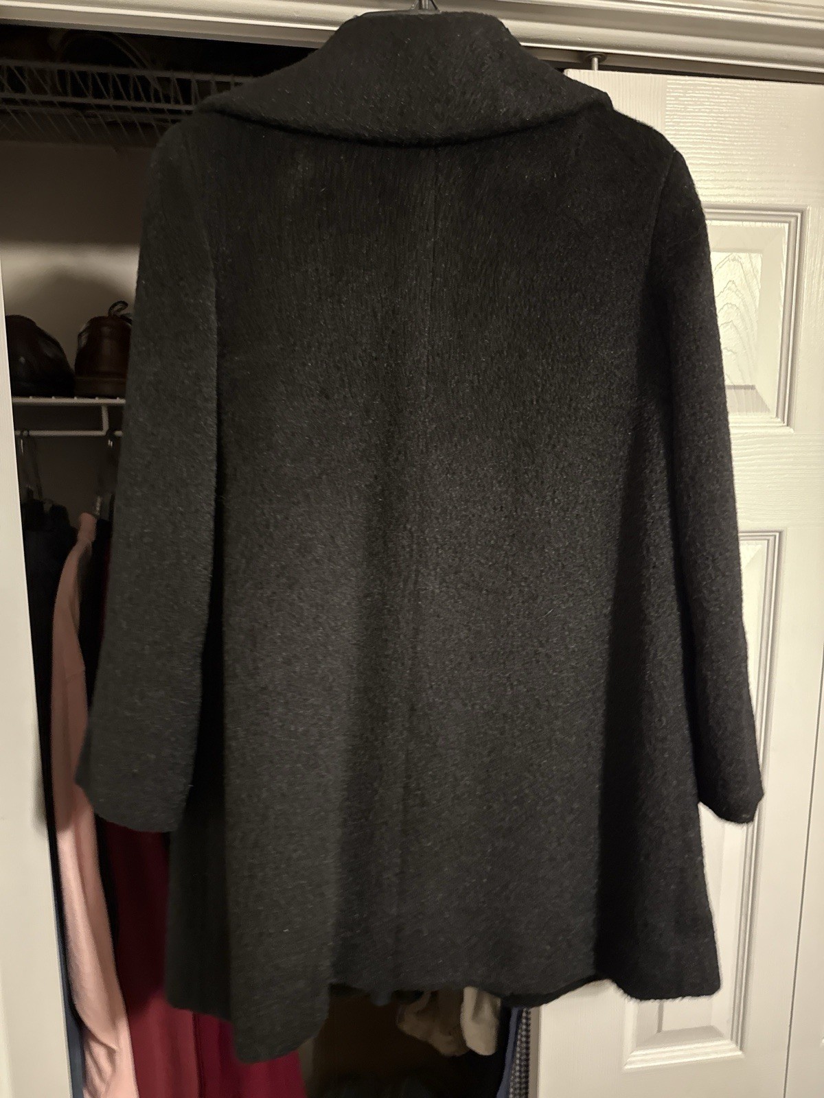 Vintage 1965 MOTI’S Hong Kong Black Mohair Wool Swing Coat Med Custom Tailored