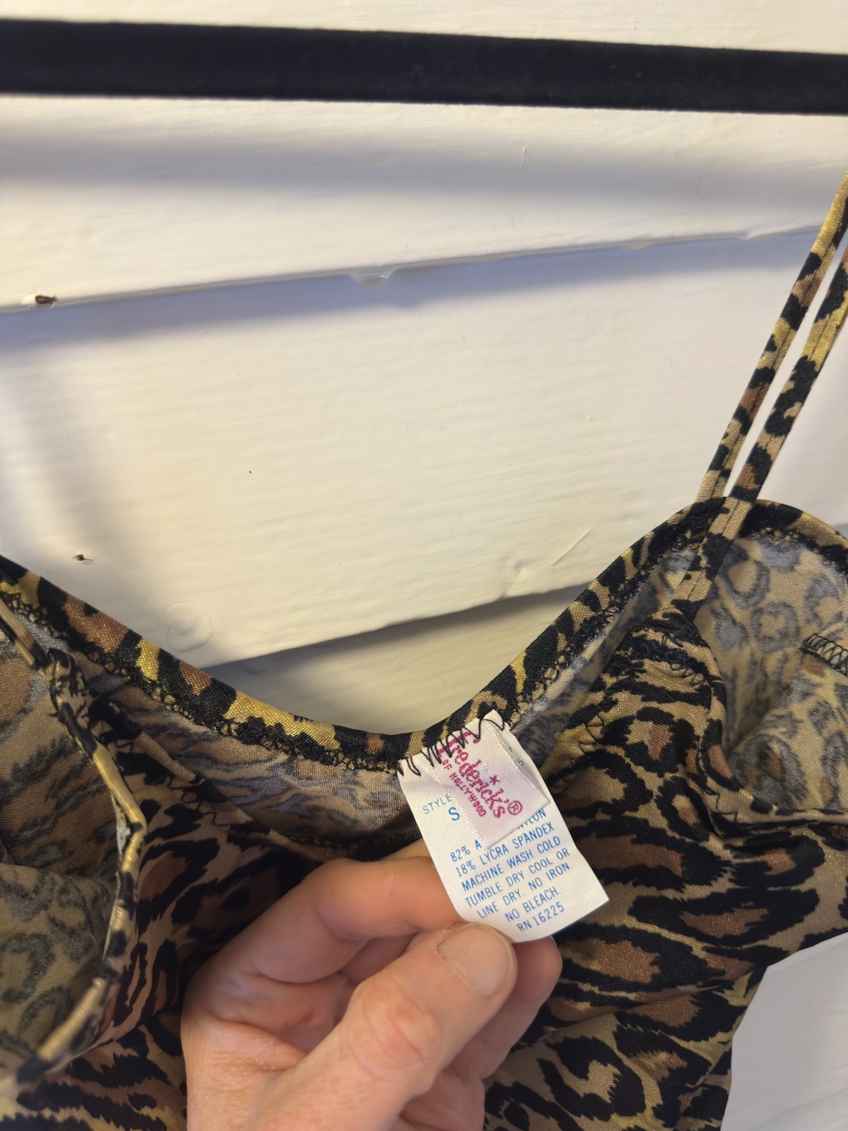 vintage 1980’s 90s Fredrick’s of Hollywood Hi Cut Leopard Swim Thong