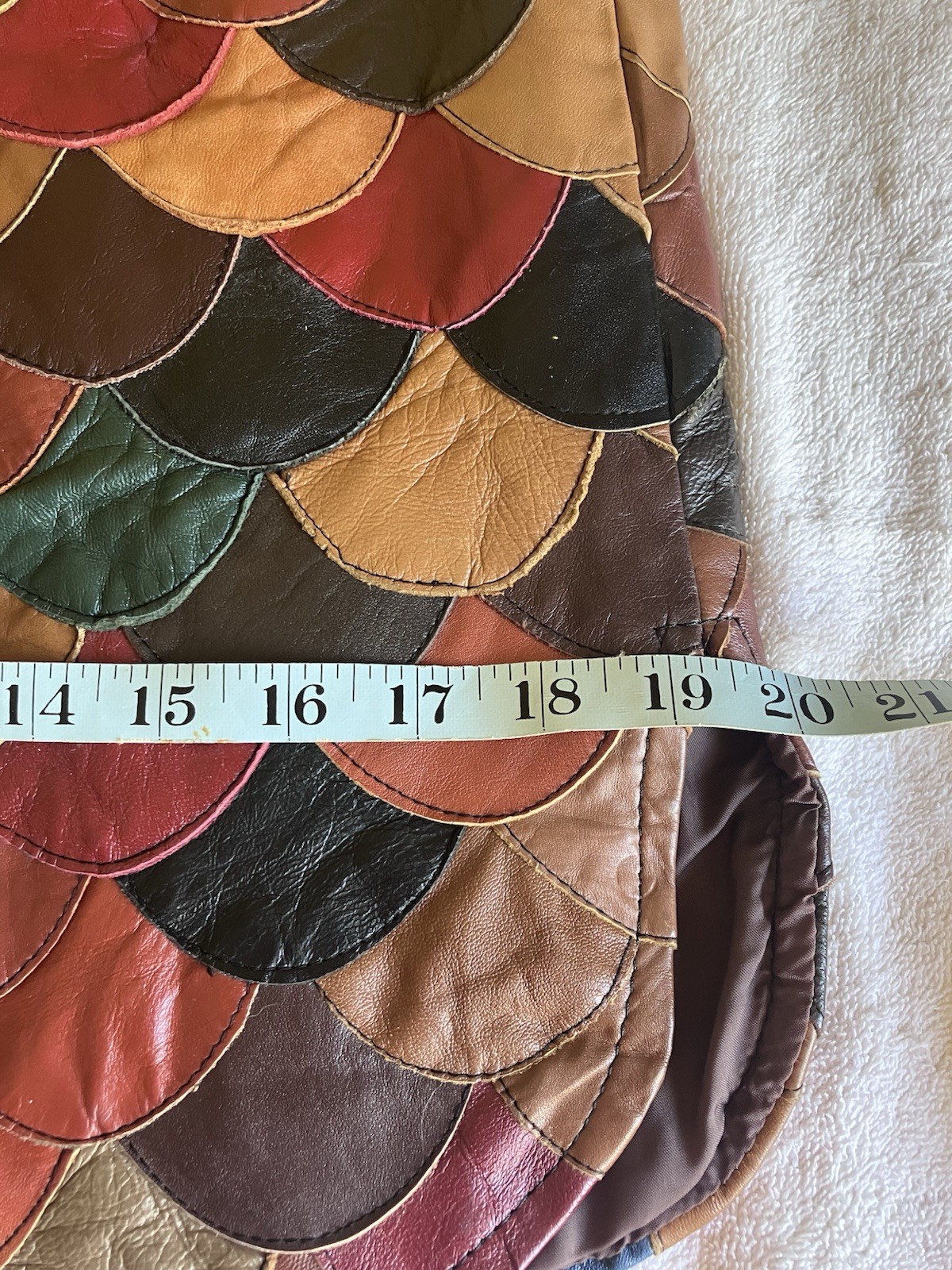 Vintage 70’s Multicolor Patchwork Leather Jacket Brown Red Green Blue Tan
