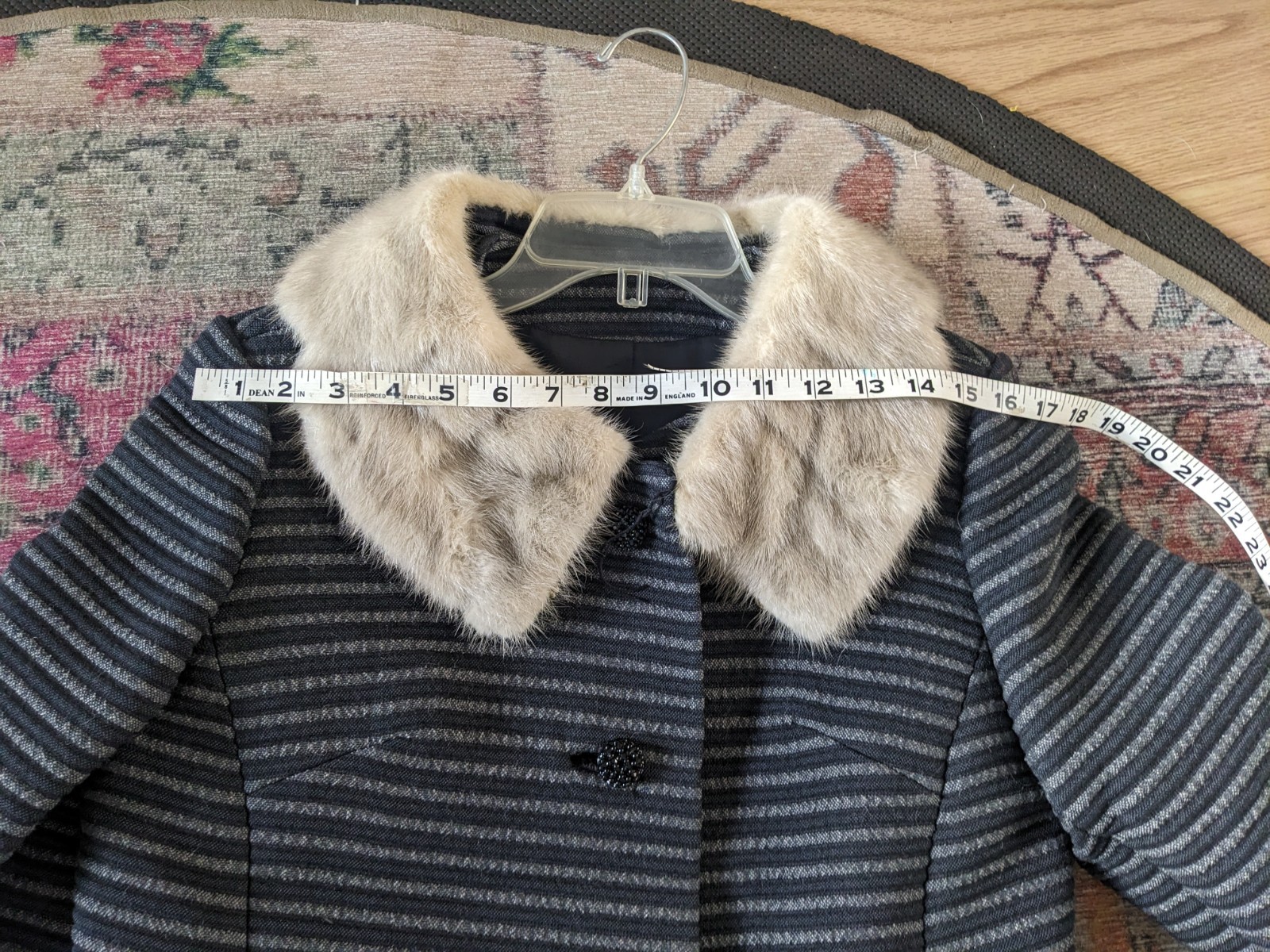 Beautiful Mid-Century Modern Wool and Fur Coat Handmade Medium