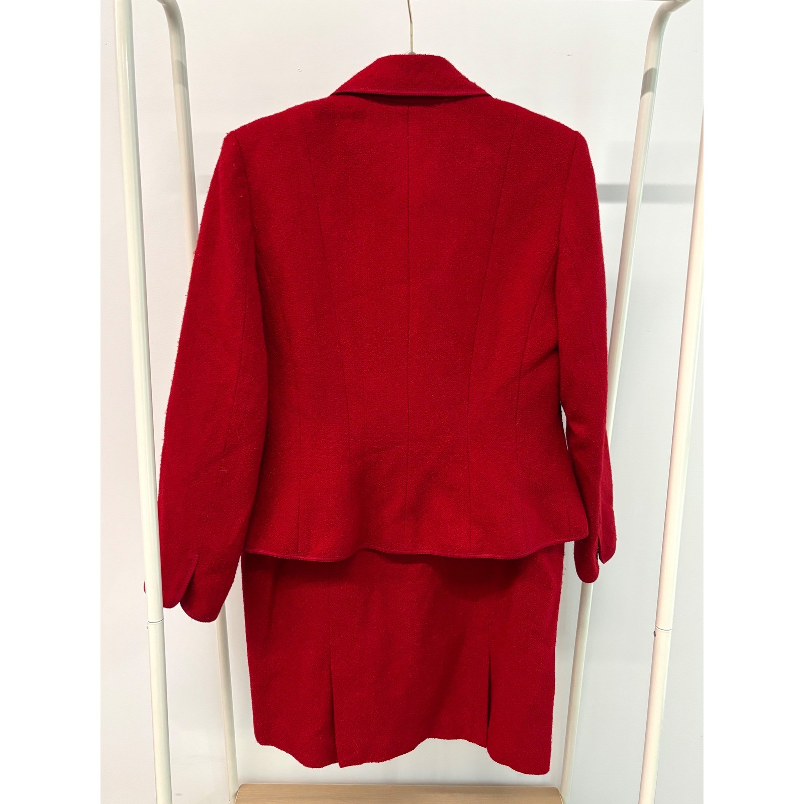 Talbots Vintage Red Wool Blend Skirt Suit Blazer Pencil Skirt Set Size 8