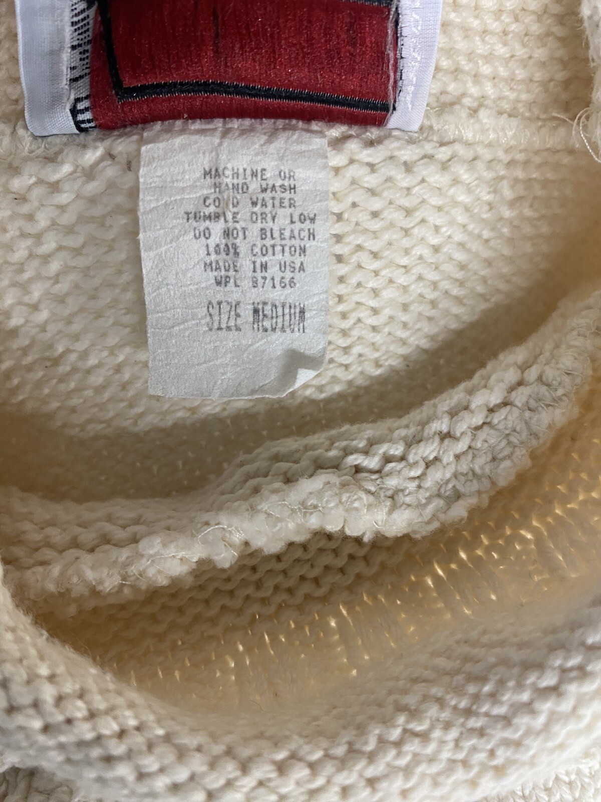 vtg Knit Street sweater-Winter Snow rolled Chunky mock neck Cream Off-White USA!