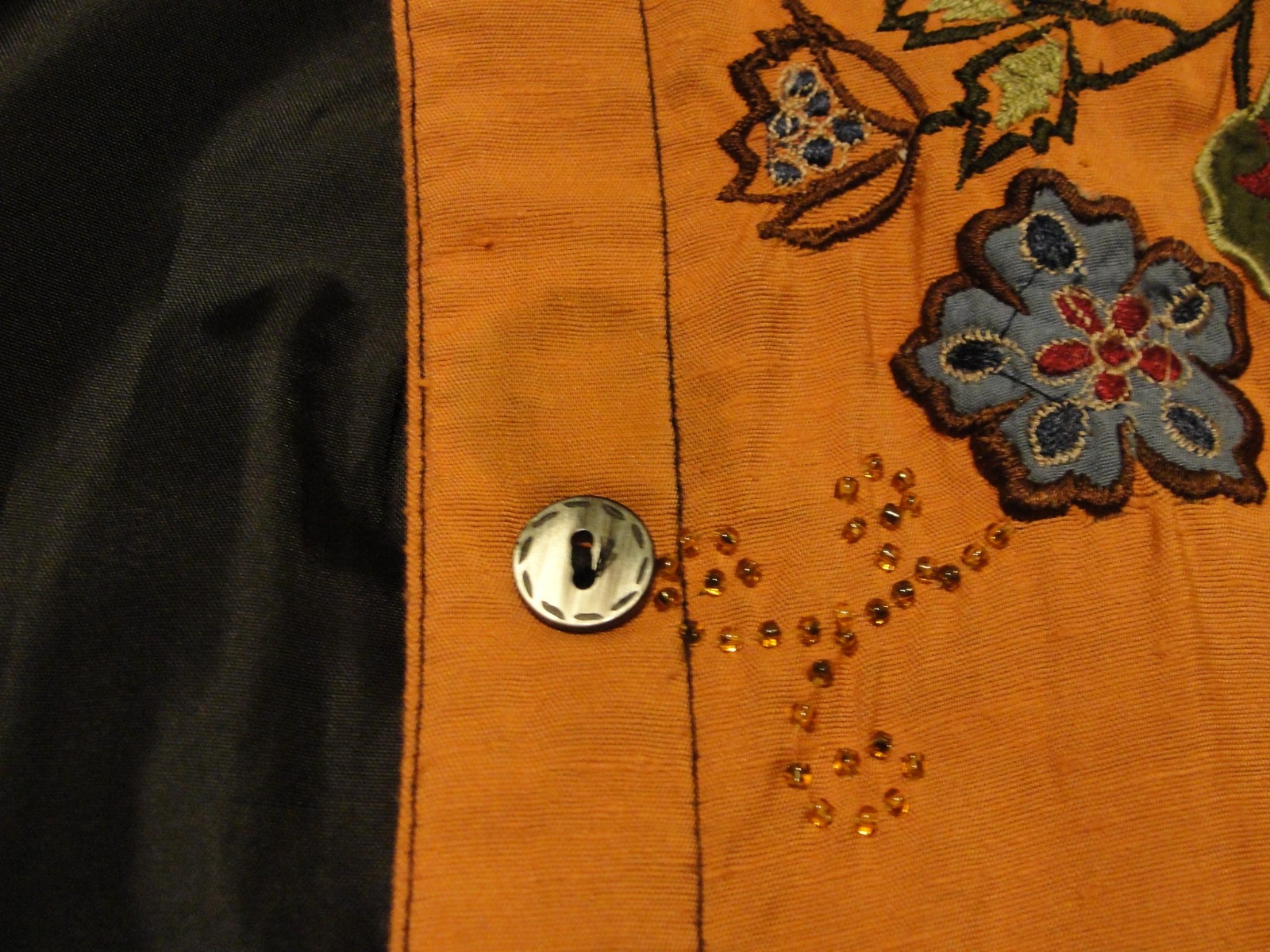 Marsh Landing M Patchwork Autumn Colors Floral Embroidered Button Shirt