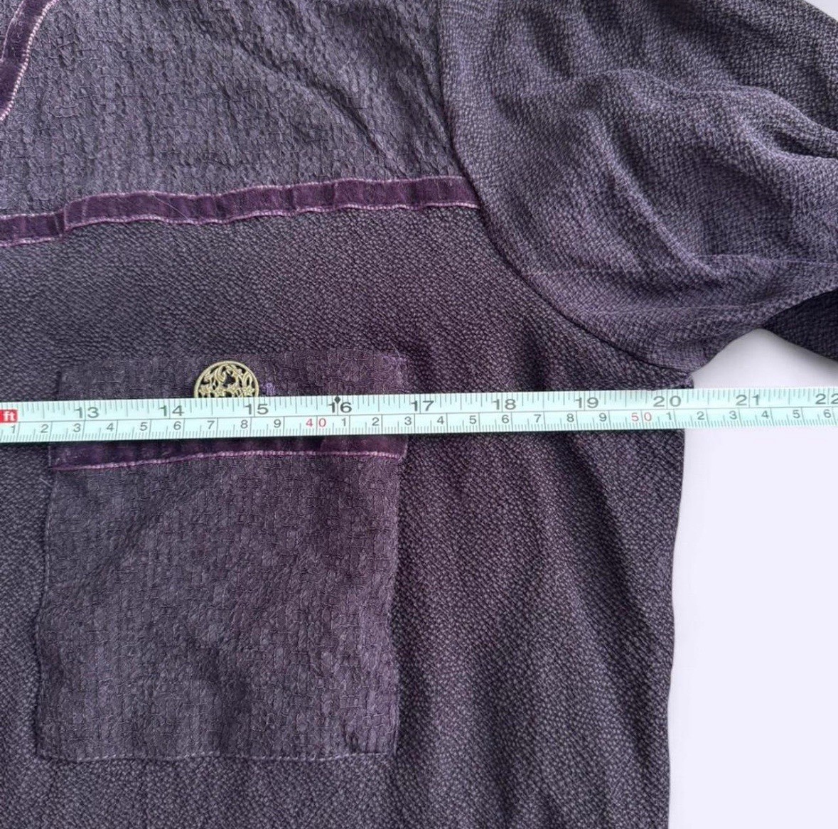 Vintage Bemberg Purple Cardigan Blouse Blazer Velvet Ribbon Brass Buttons USA