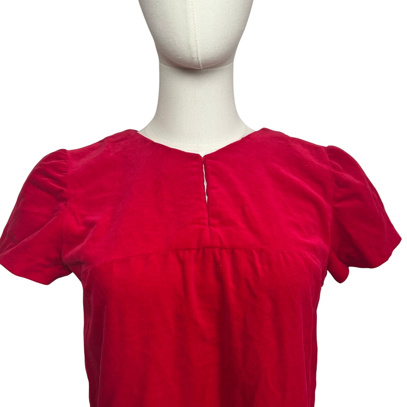 VTG 60s Red Velvet Mini Dress S Keyhole Bespoke Babydoll Glam Twee Retro Mad Men