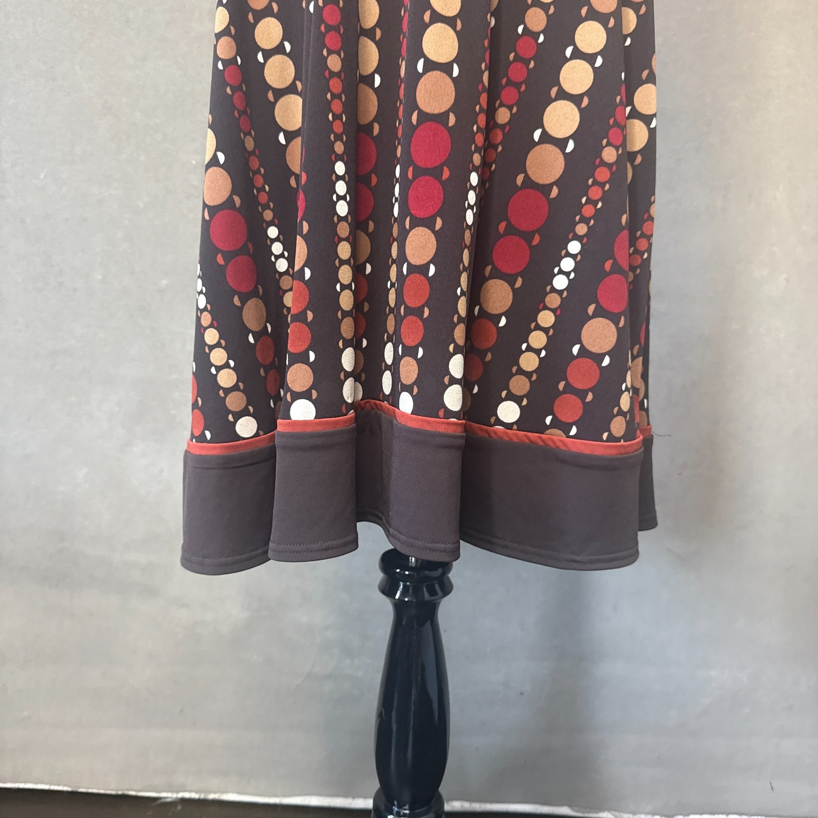 Studio I Petite Brown Dot Print Faux Wrap Dress Long Sleeve Size 12P