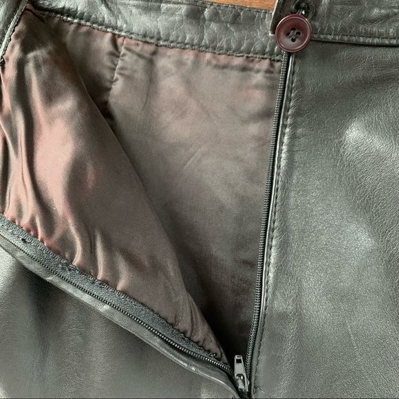 Vintage Nordstrom Leather Skirt Black BP Brass Plum Small Short Pencil