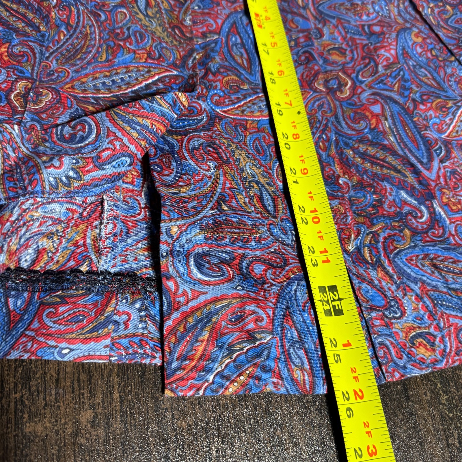Vtg 60s Herman Geist Jewel Tone Paisley Pleated Button Up Midi Skirt Small 10