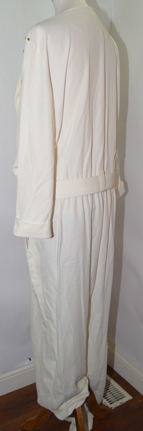 VTG Studio I New York White Jumper Pant Suit Belt Gold Studded SZ 20 T USA Made