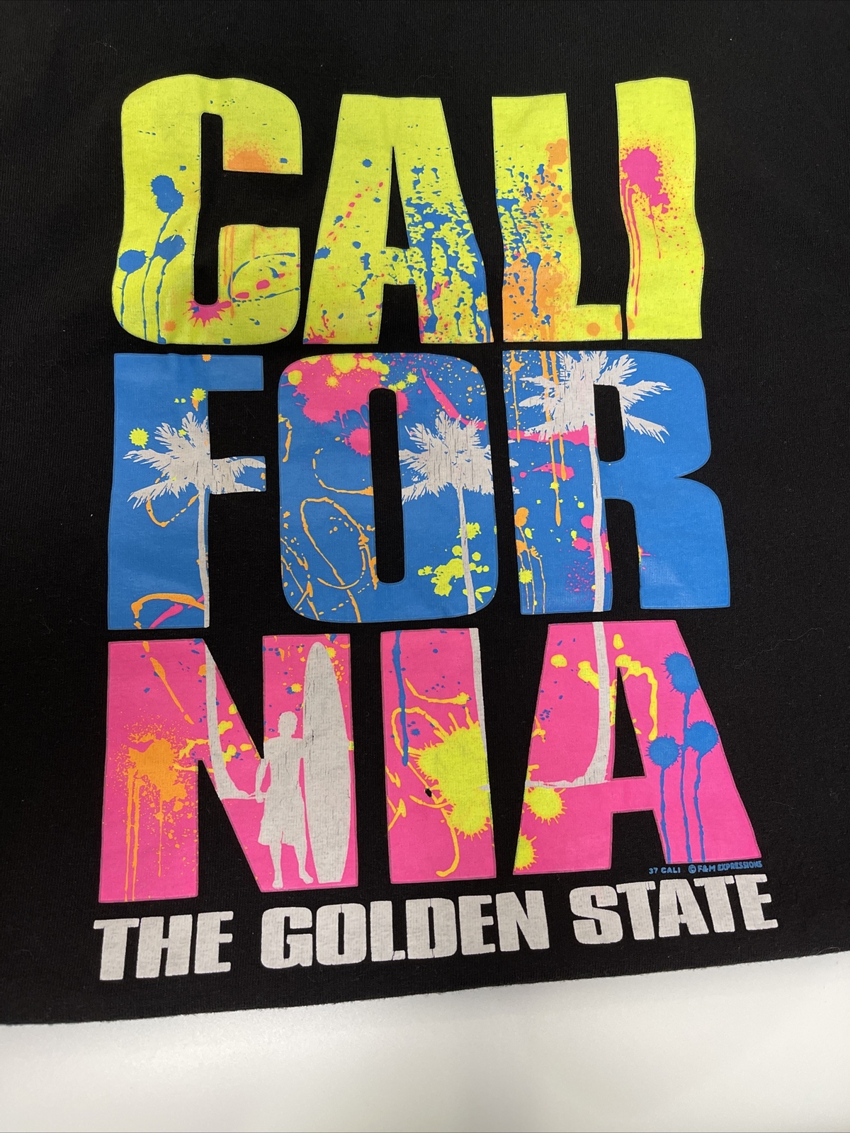 California Vintage 90s Neon Tourist Shirt Size S Alstyle Tag