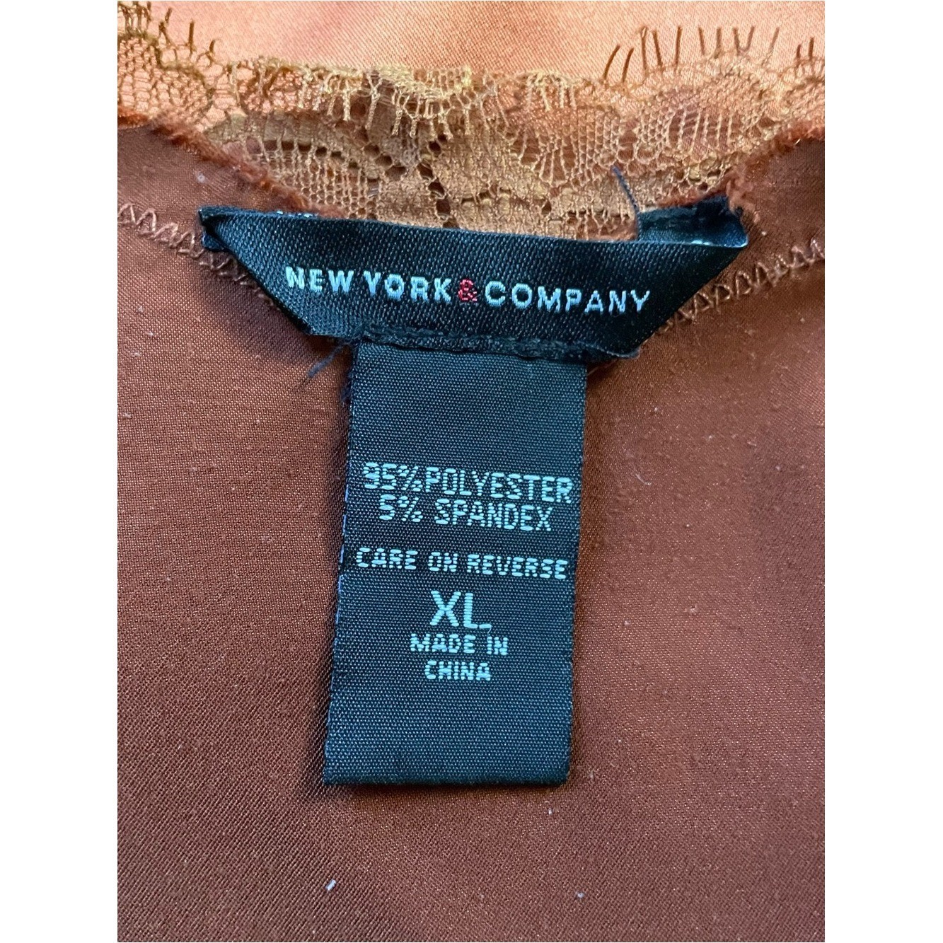 Vintage Copper Satin Lace Trim Camisole – Y2K-Size XL-