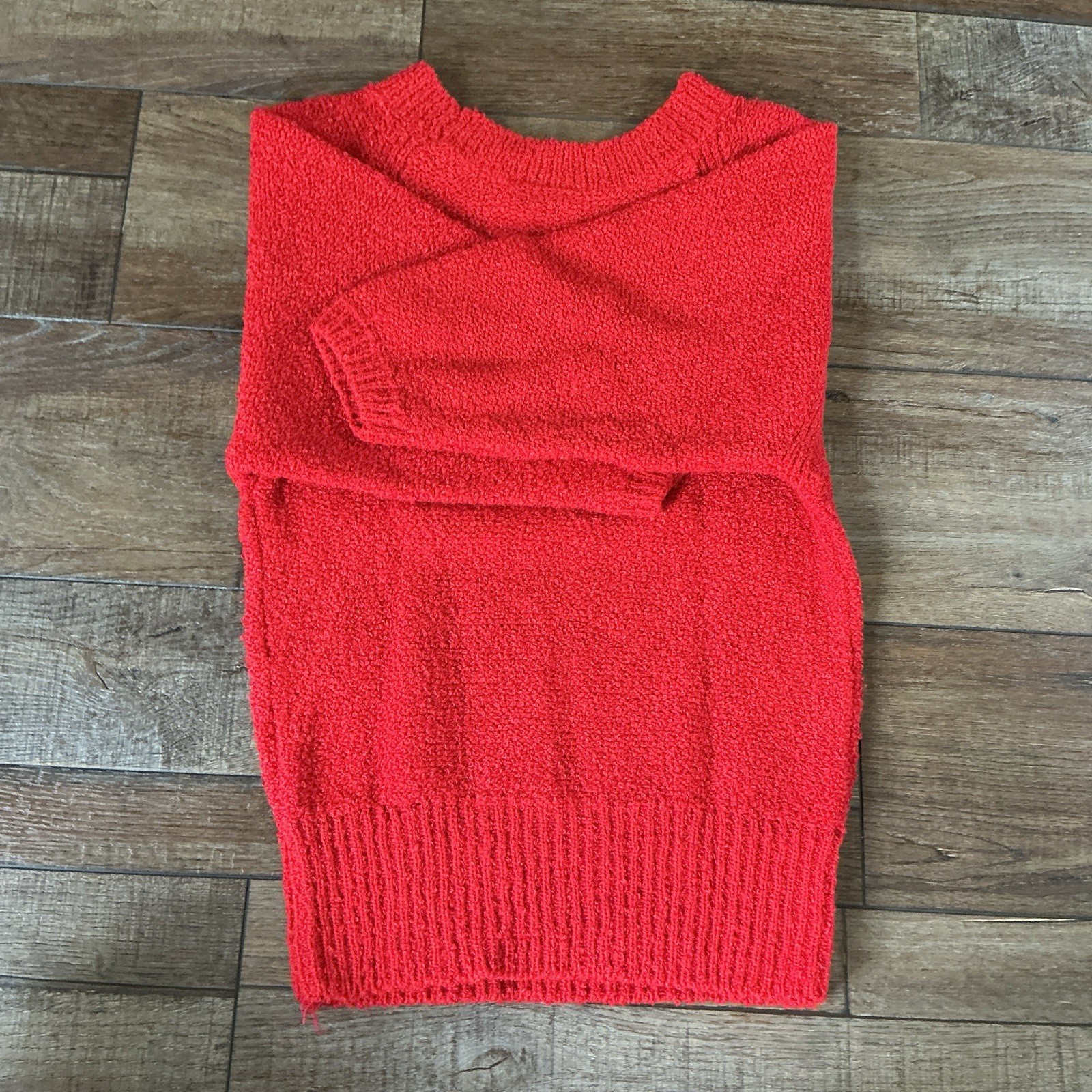 VINTAGE Beldoch Popper Red Boucle Sweater Womens Sz S Raglan Textured Knit #55D8