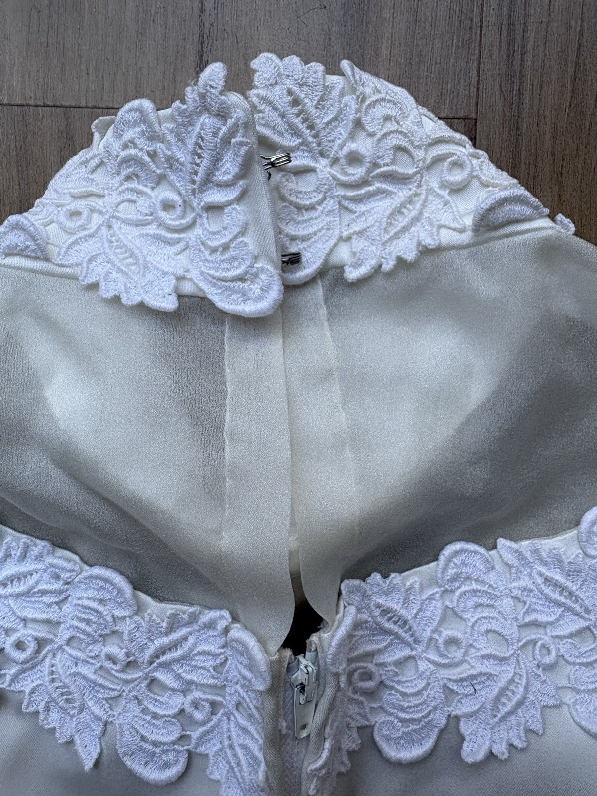 Vintage 70s Prairie Lace Maxi Edwardian Revival Wedding Gown Sz 2 / XS