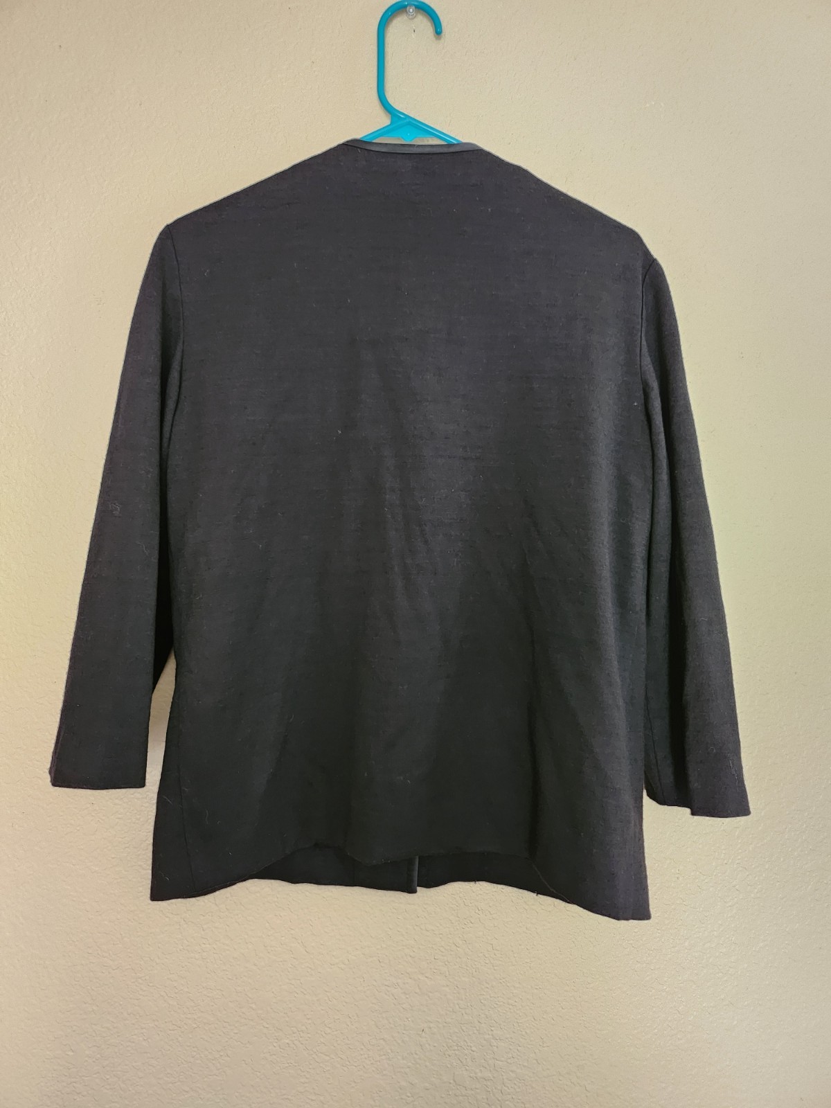 Vintage Gino Paoli Sweater Beaded Black Wool Button Up Knit 3/4 Sleeve Lined