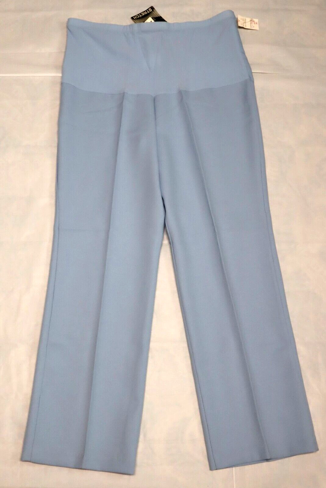 Vintage 1970s womens elastic waist stretch blue pull on pants size 14 (NWT)