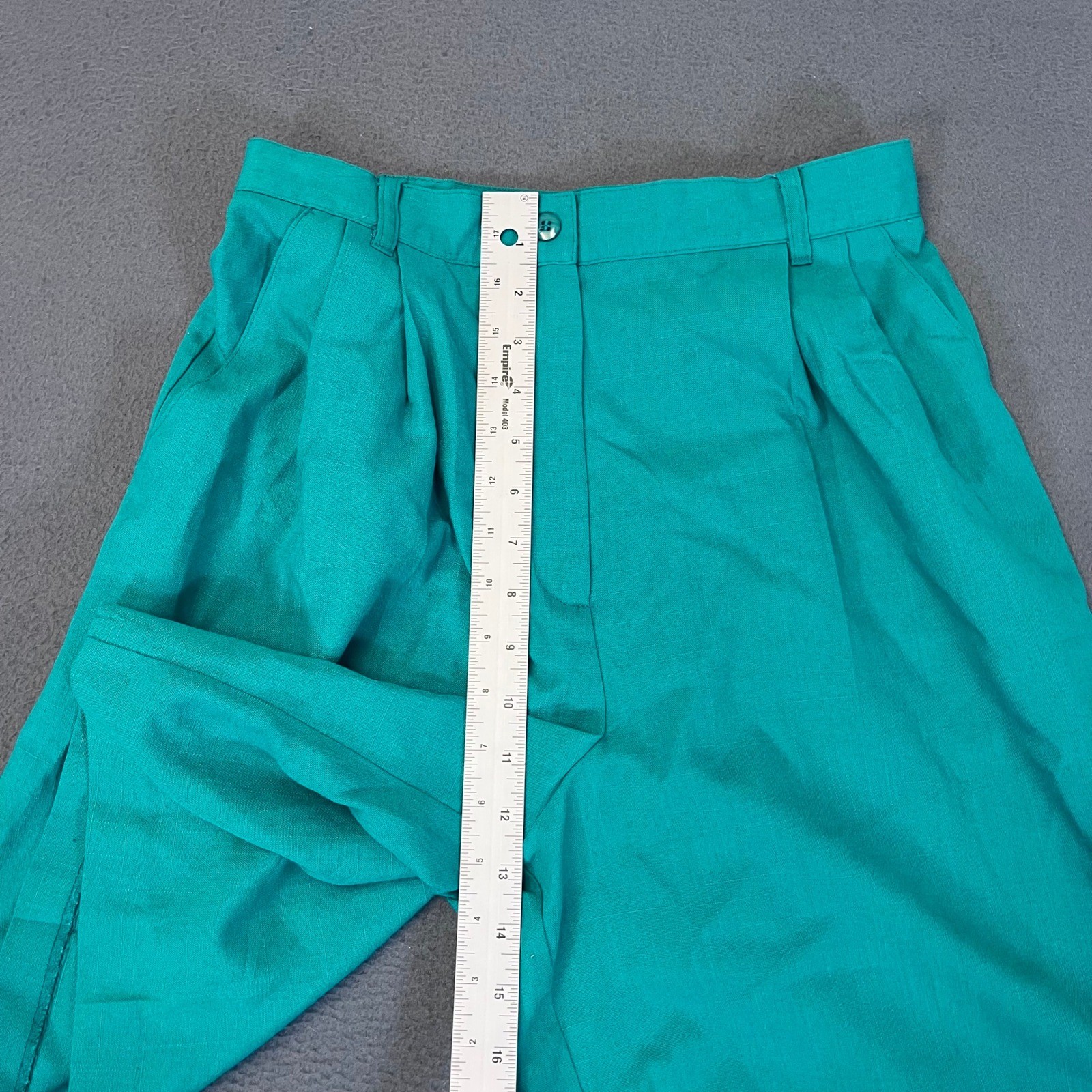 Sag Harbor Vintage High Waisted Pleated Shorts Teal Green 3763 Size 12P 26W 8″