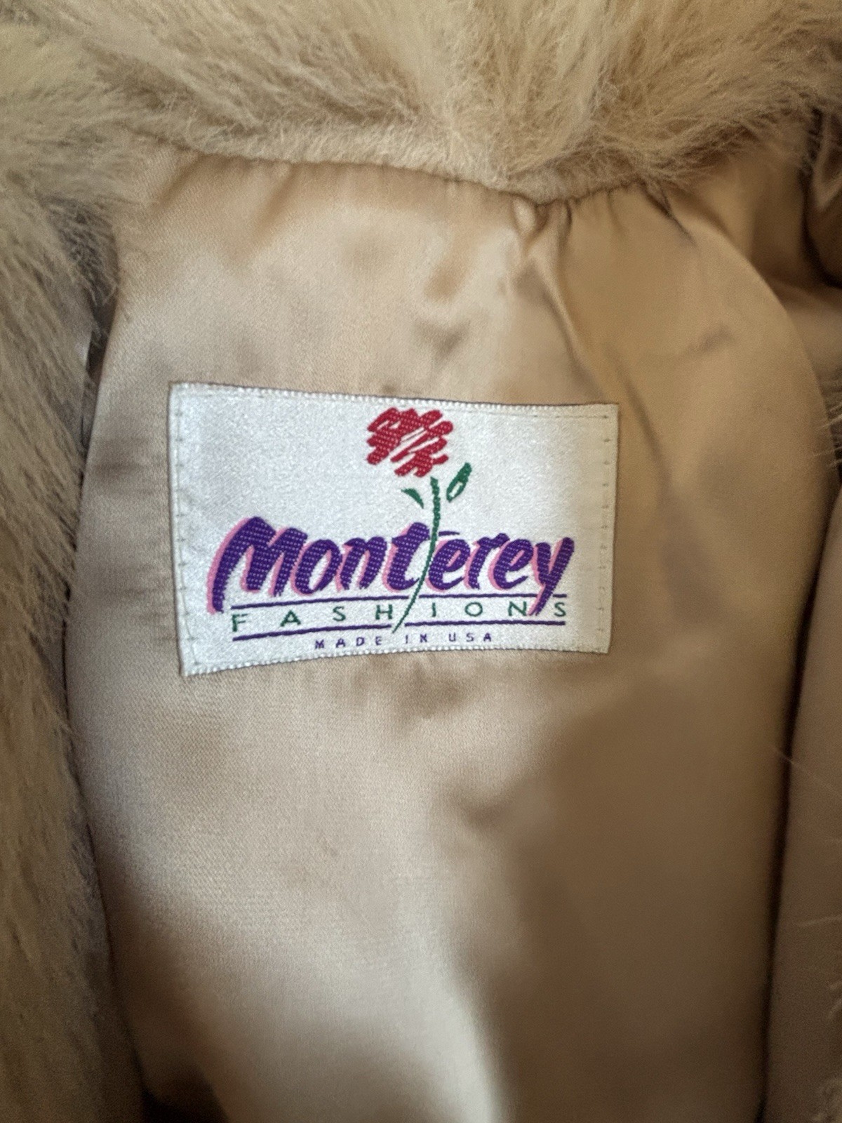 1980s Monterey Fashions Coat Vintage Lined Faux Fur