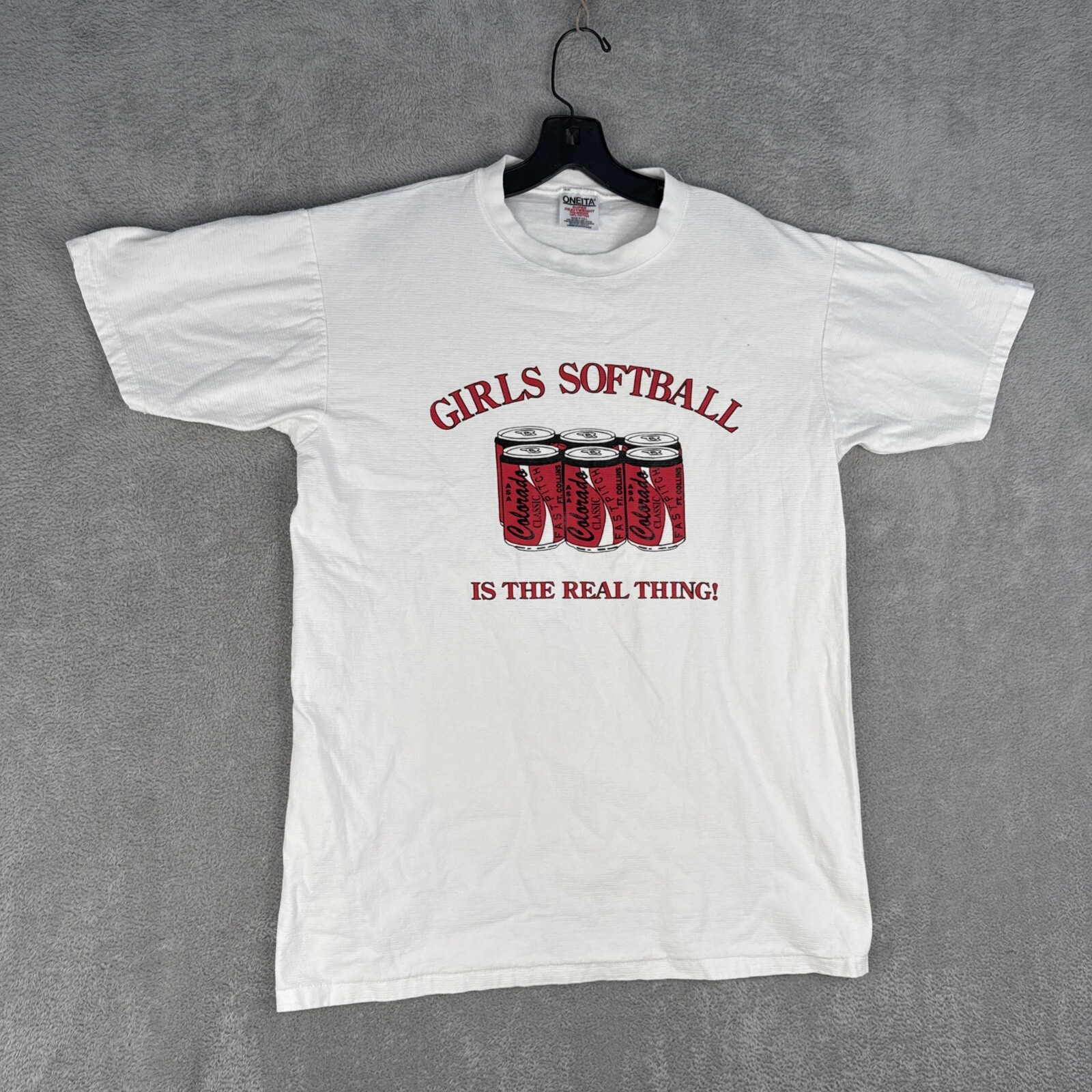 Vintage 90’s Girls Softball T Shirt Sz Large Single Stitch Real Girls Fast Pitch