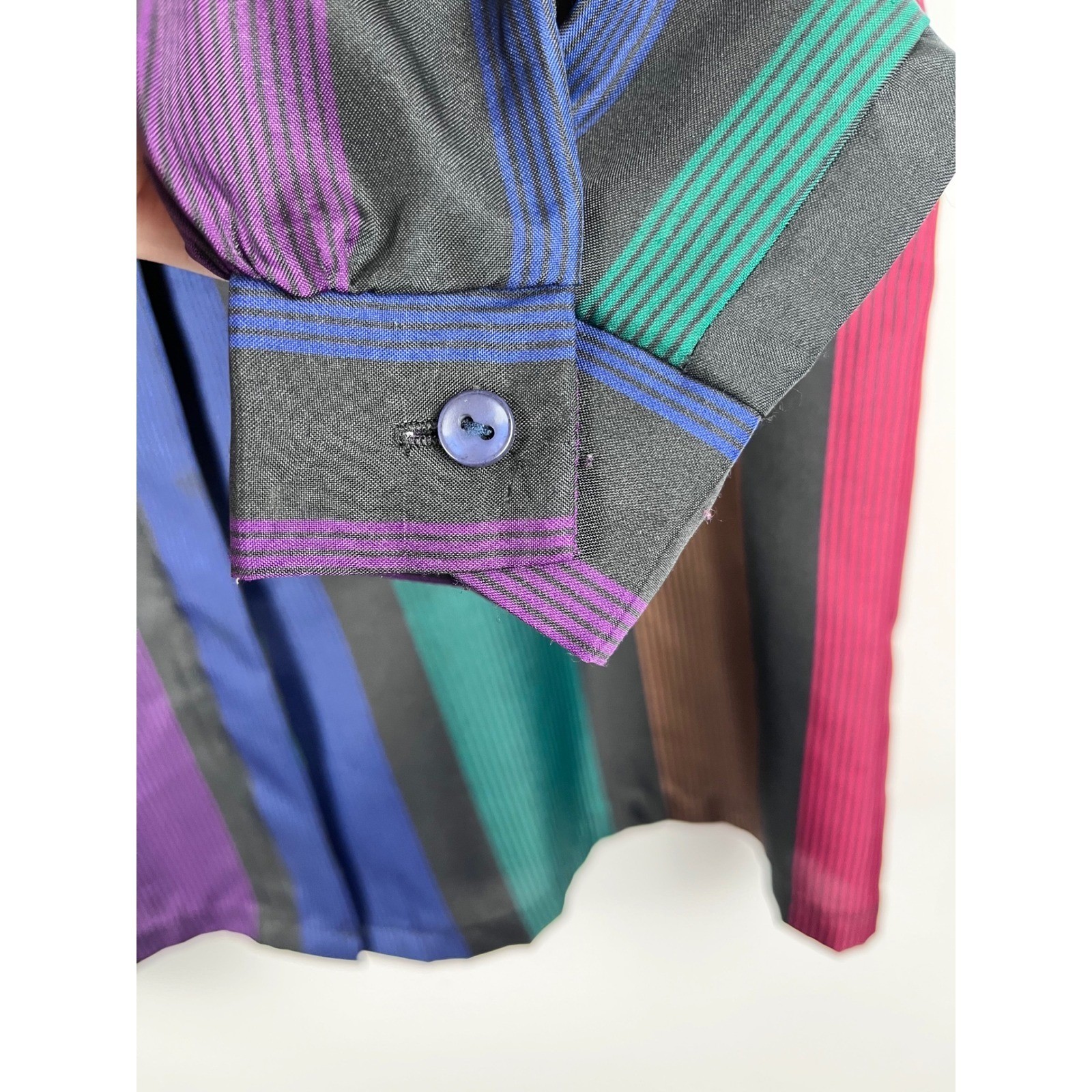 Vintage Cheryl Tiegs Blouse Womens 8 Multicolor Stripe Button Front USA Made