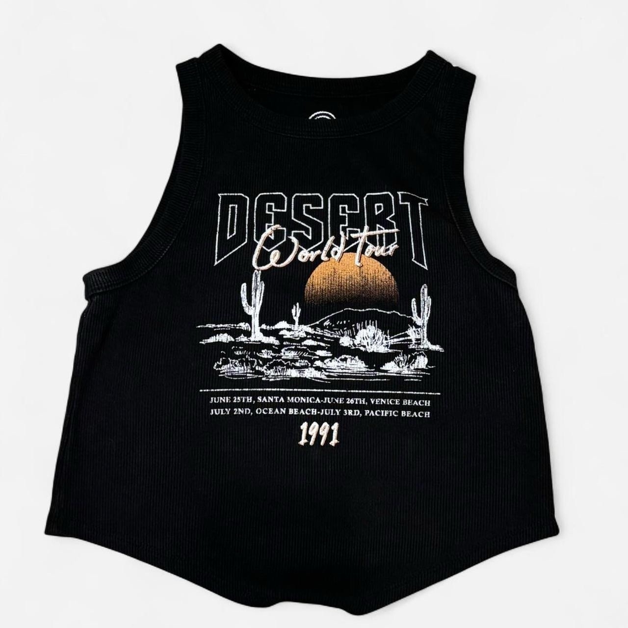Social Culture Desert World Tour Ribbed Tank Top Black Women’s XS