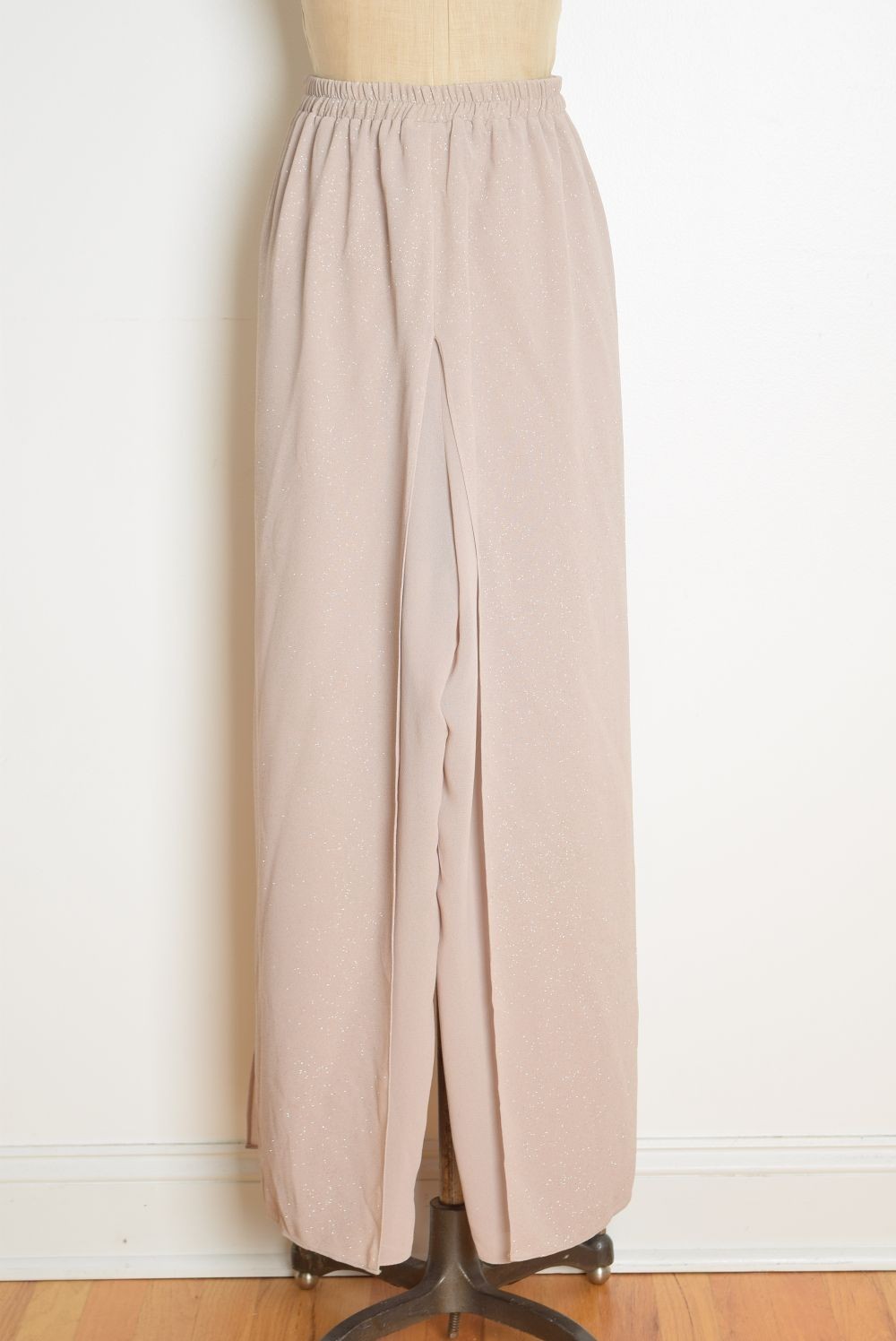 vintage Y2K pants beige glitter sparkle carwash flap wide leg high waist rise XL