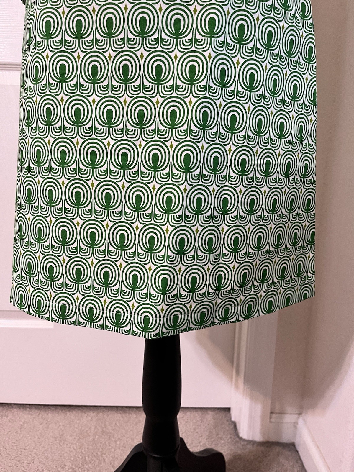 Vintage CH. IND. Green Top & Skirt Set, Cotton, Made In France, Size 36