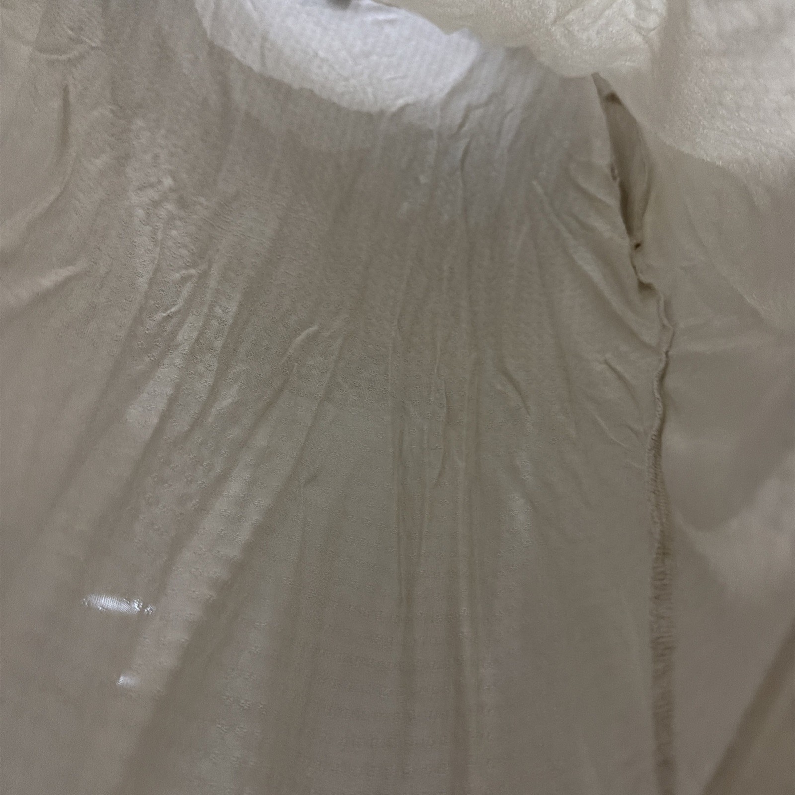 Vintage 80s Lands End 100% SILK Pattern Sheer Top Undershirt Blouse White M10-12