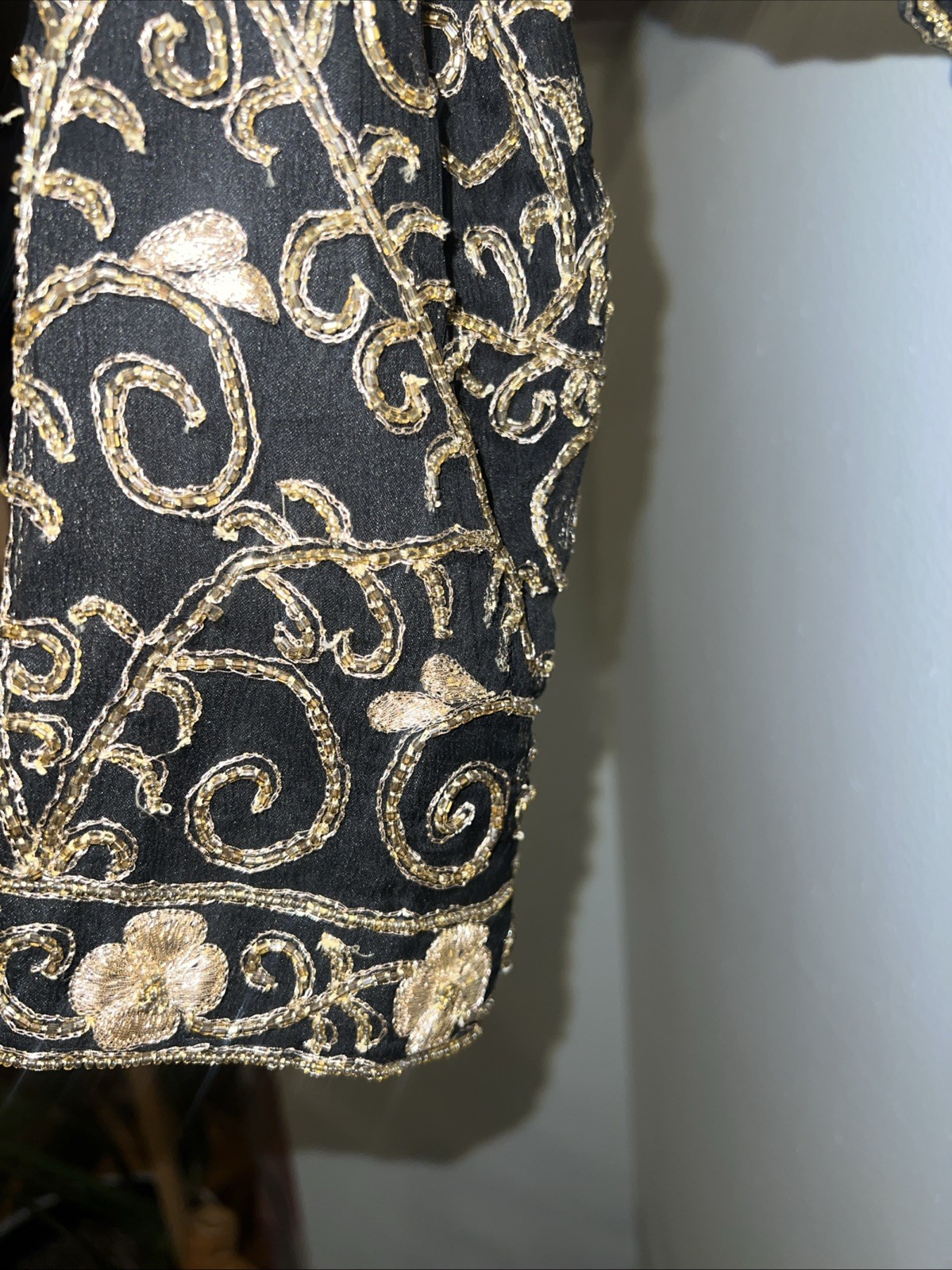 NWT 80s Laurence Kazar NY Vtg Glamour Gold Black Embroidered Jacket Silk Sz PL