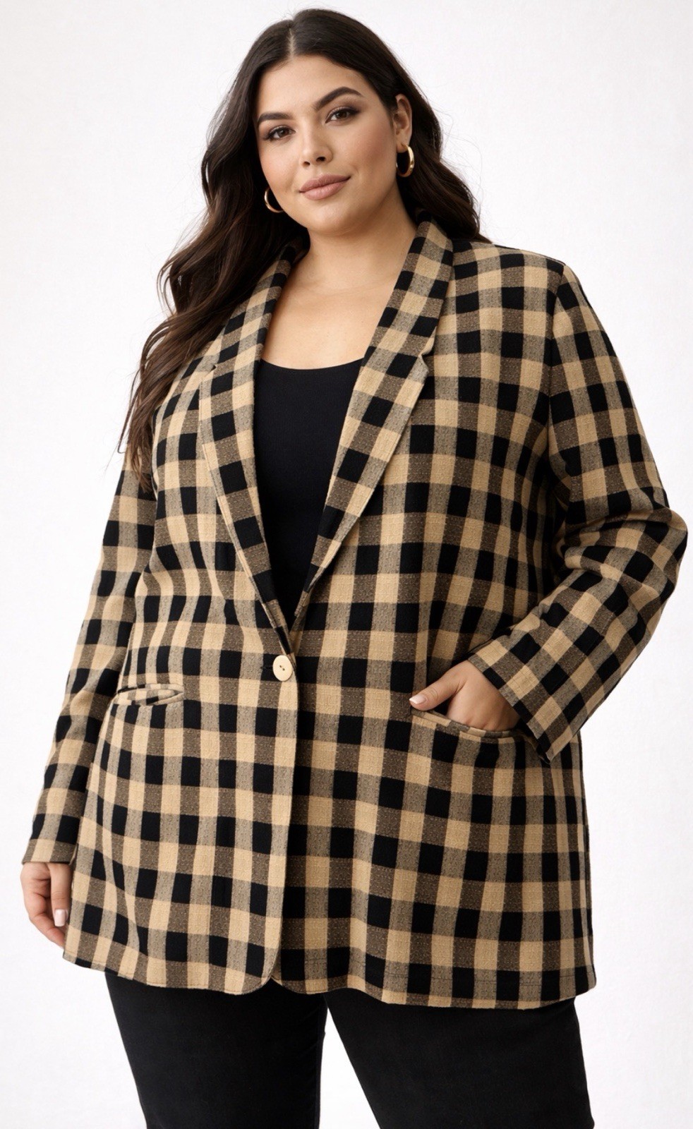 Women’s Vintage Ship ‘n Shore Tan Plaid Blazer XL Sophisticated Academia