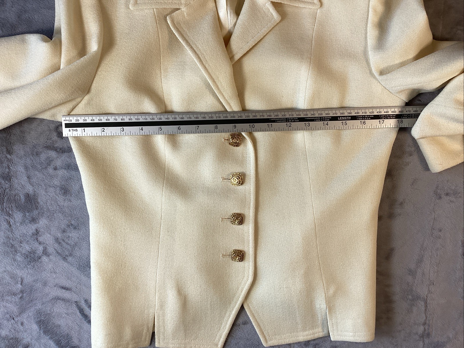 Vintage Y2K Herbert Grossman Cynthia Sobel Ivory Wool. Jacket Skirt Set Sz 10
