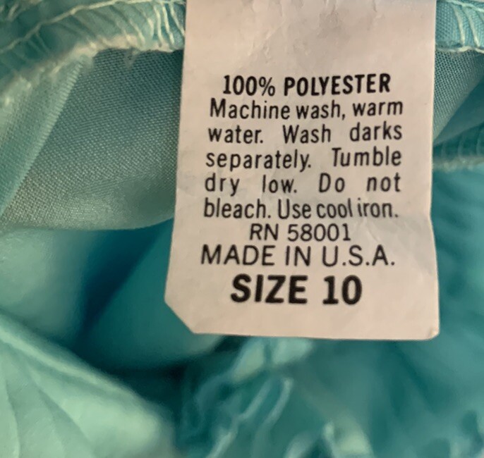 Vintage Blouse Size 10 Blue Button Front Tie Ruffled Neckline Copy Cats