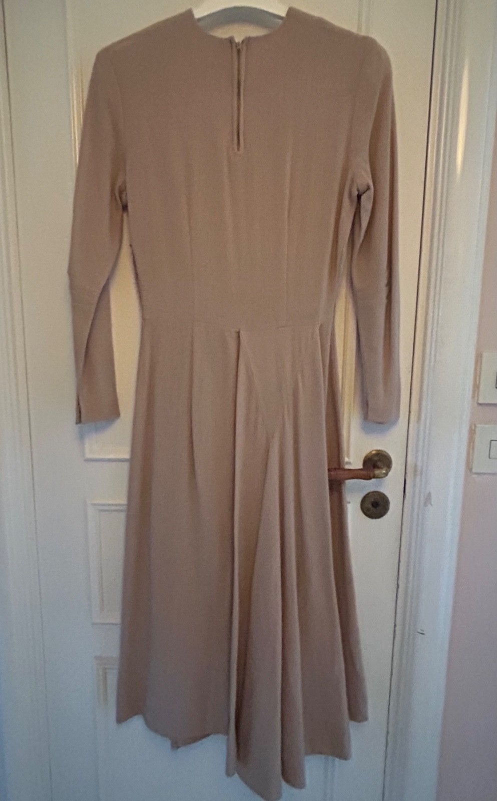 1940s Handmade Forstmann virgin wool crêpe dress dusty pink draped XXS 32