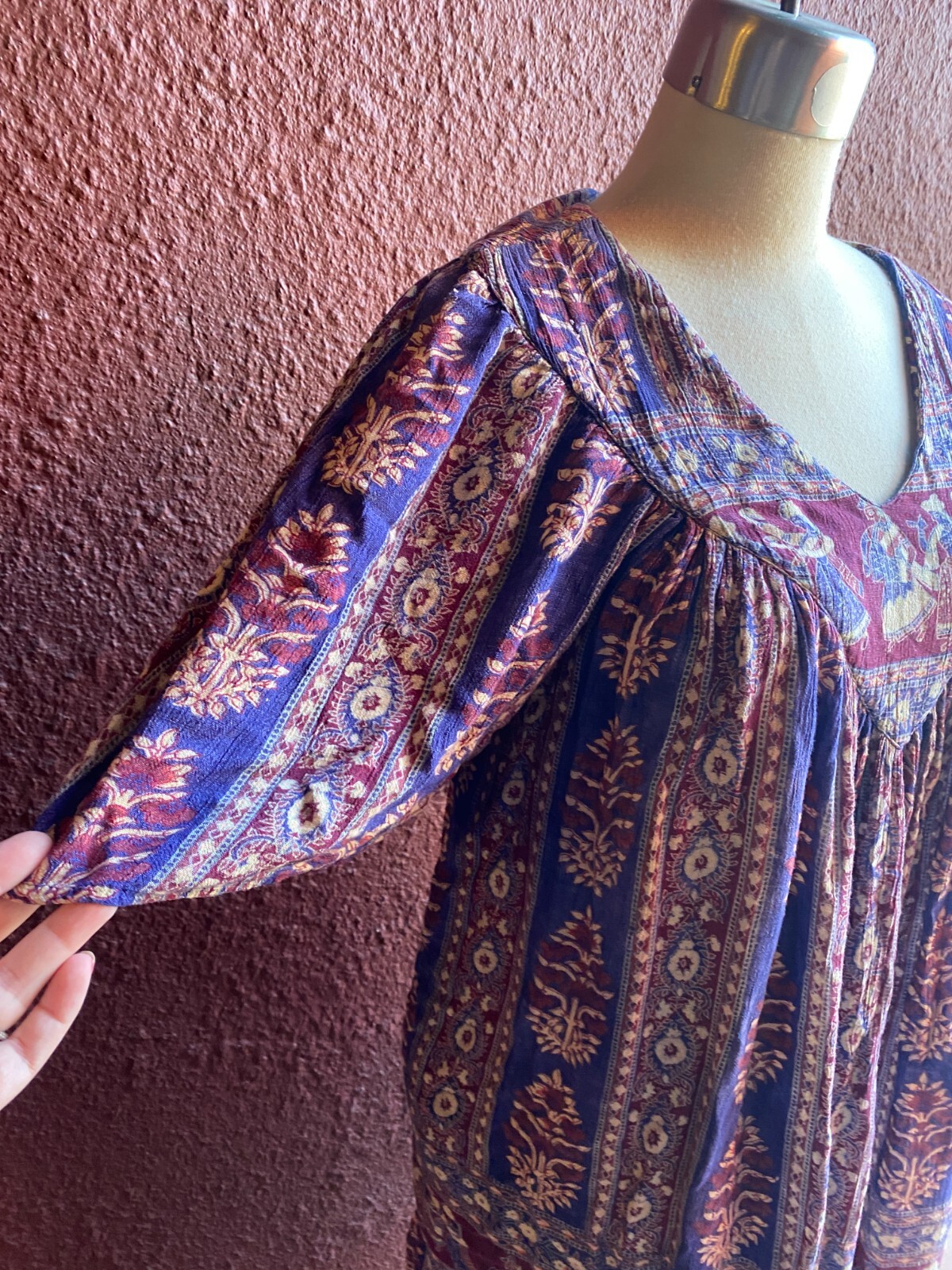 Vintage Maxi Boho Gauze Hippy Dress Muumuu Indian XL, 1X, 2X, 3X, 4X PLUS