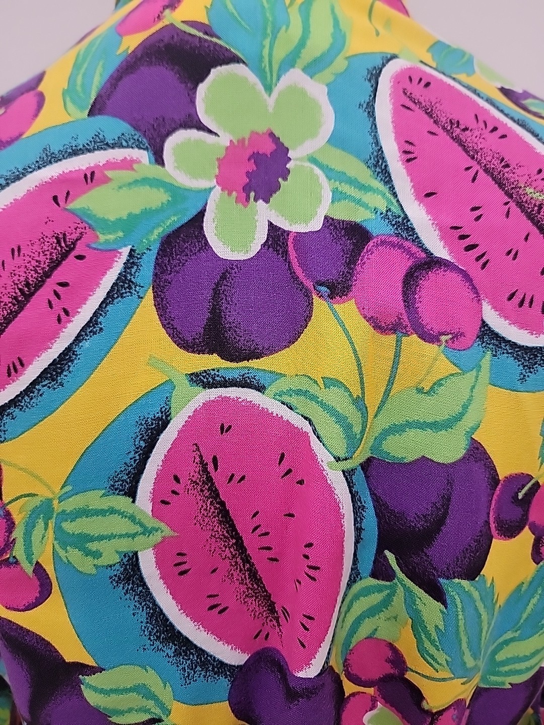 VTG’80s Claudia Kitsch Fruit Print Blazer Jacket Watermelon Cherry Pop Art Deco
