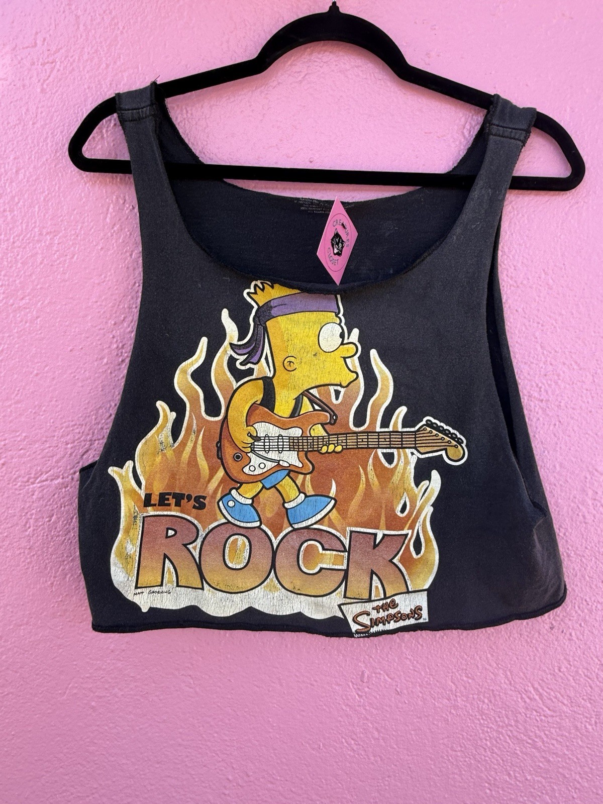 2008 Y2K Bart Simpson The Simpsons LETS ROCK Upcycled T-Shirt VINTAGE Med-Lrg