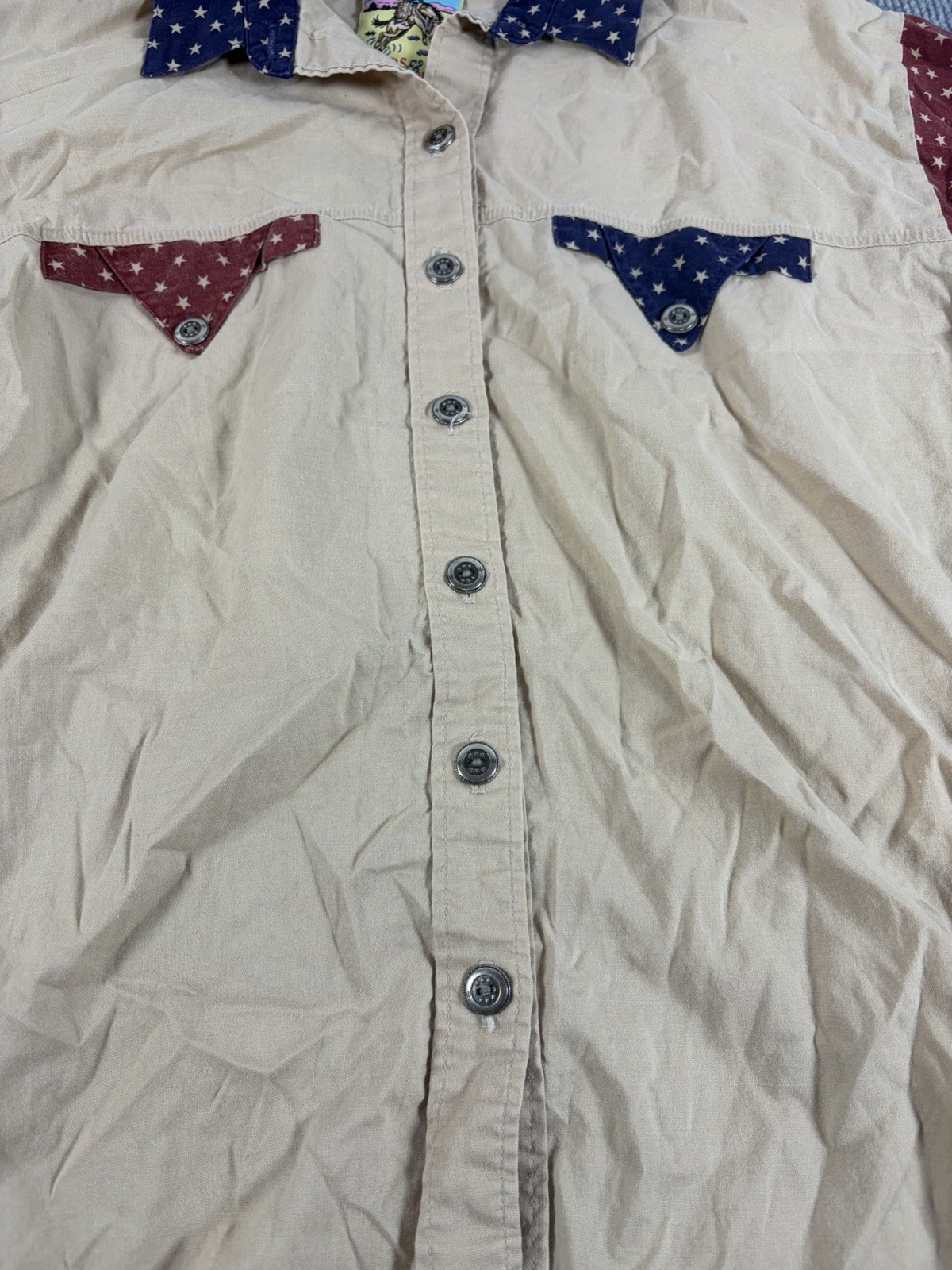 Vintage P.S. & Rhinestones Panhandle Slim Western Shirt Stars Print Size Medium